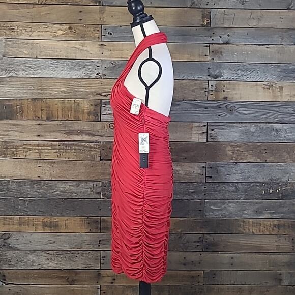 Aiden Mattox Dress Short Jersey Halter Bodycon Rouched Red 10 NWT - Picture 4 of 9